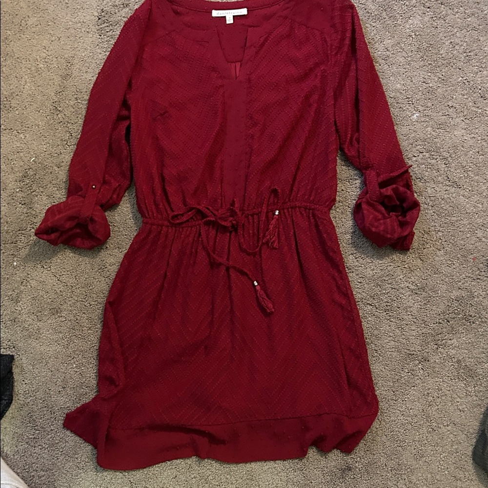 Daniel Rainn Burgundy Long Sleeve Dress